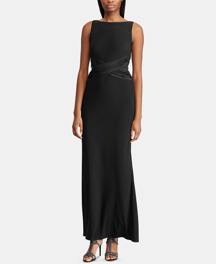 Lauren Ralph Lauren Satin-Trim Jersey Gown & Reviews - Dresses - Women ...