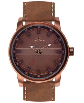 Tavan - Haven Men's Watch Brown Leather Strap, Bronze Case, Brown Dial, 50mm