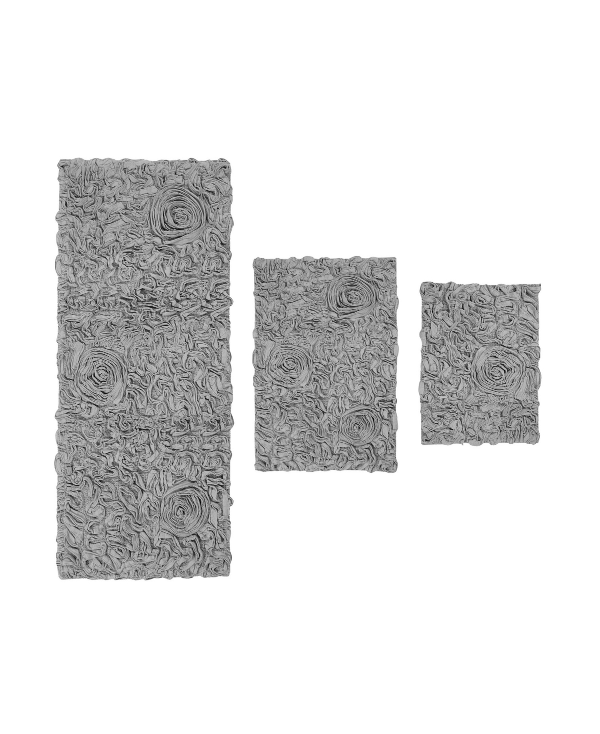 Home Weavers Bell Flower 3-pc. Bath Rug Set In Grey