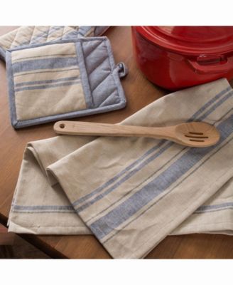Chambray French Stripe Woven Dishtowel, Set of 3