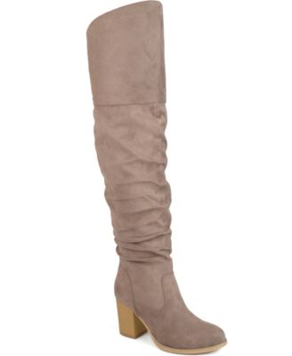 Journee Collection Women's Kaison Extra Wide Calf Stacked Heel Over The Knee Boots