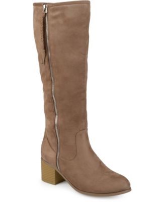 Journee Collection Womens Sanora Regualr Wide Calf Stacked Heel Mid Shaft Boots In Brown