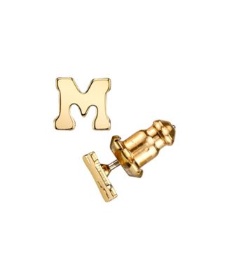 14K Gold-Dipped Initial Button Earrings