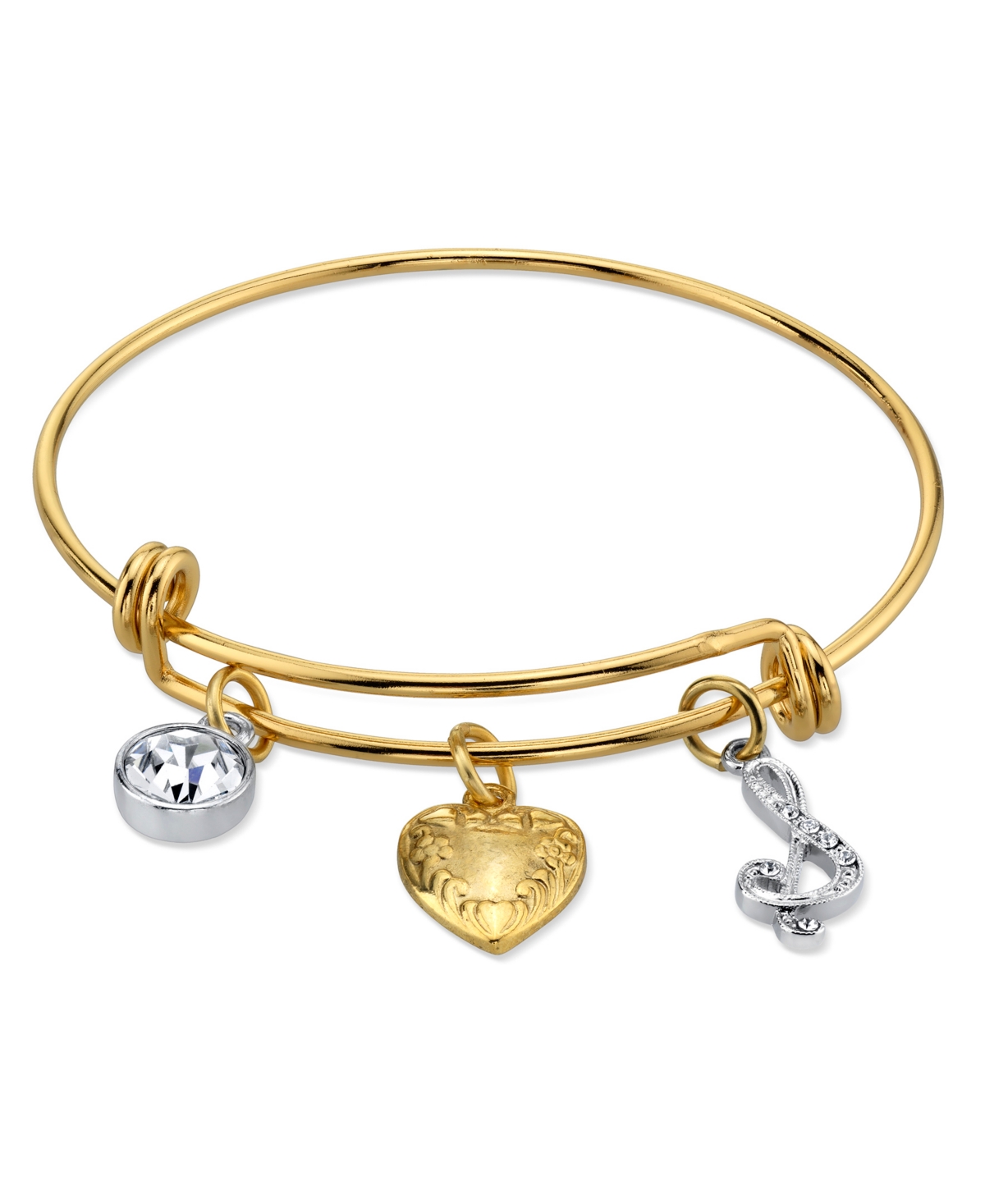 2028 14k Gold-dipped Heart And Initial Crystal Charm Bracelet In Gold