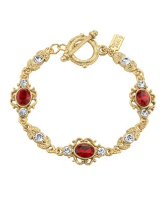 Downton Abbey Gold-Tone Red and Clear 