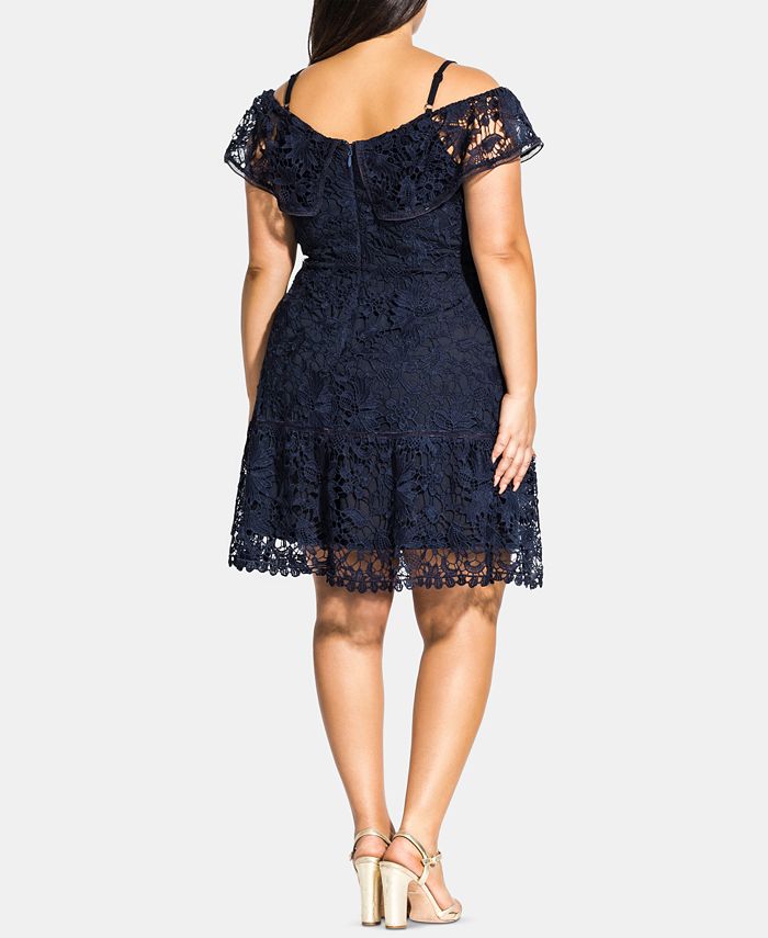 City Chic Trendy Plus Size Embroidered-Lace Off-The-Shoulder Dress ...
