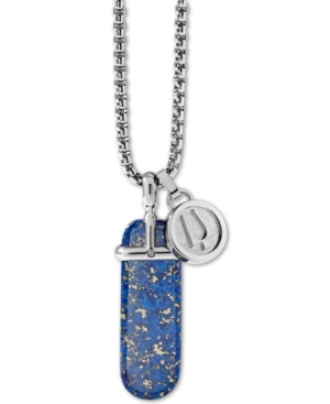 image of Bulova Men-s Blue Lapis Pendant Necklace in Stainless Steel, 26