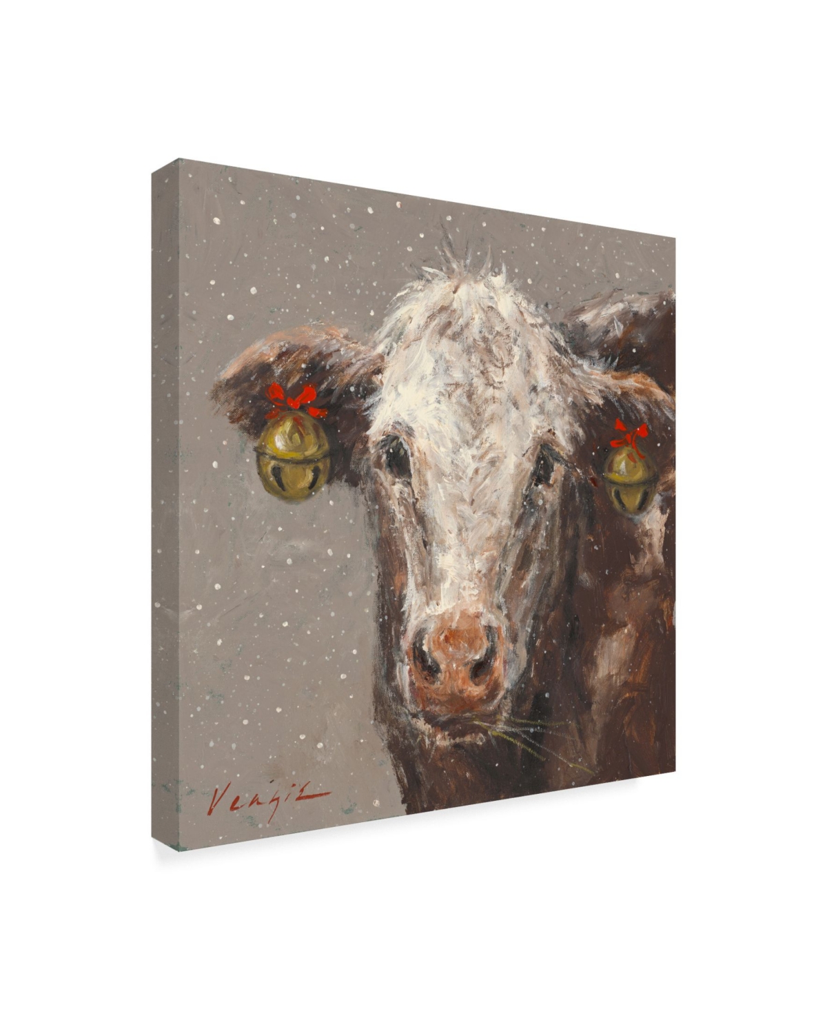 Mary Miller Veazie 'Patty The Brown Christmas Cow' Canvas Art -