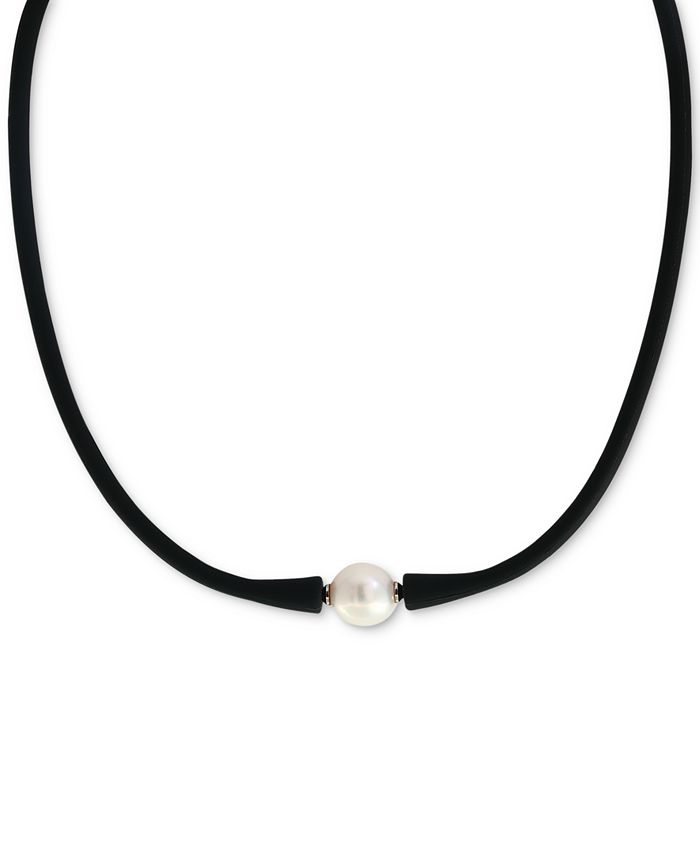 Effy 11mm White Pearl & Rubber Necklace - Black