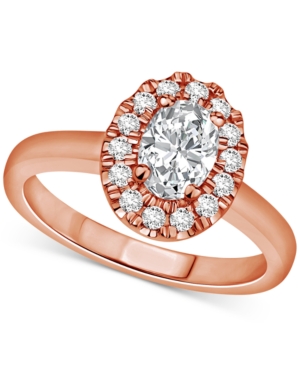 image of Certified Diamond Oval Halo Engagement Ring (1 ct. t.w.) in 14k White, Yellow or Rose Gold