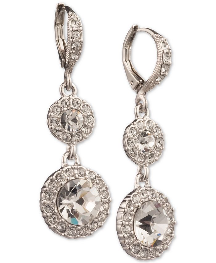 Tres Chic Crystal Drop Earrings With Halo Settings