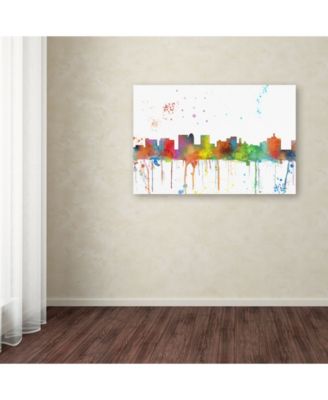 Trademark Global Marlene Watson 'Topeka Kansas Skyline Mclr-1' Canvas Art - 22" x 32"