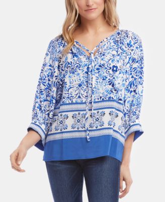 Karen Kane - Border-Print Peasant Top