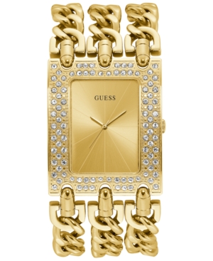 image of Guess Gold-Tone Stainless Steel Chain Bracelet Watch 39x47mm
