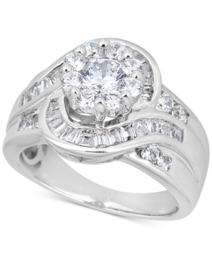 image of Diamond Halo Baguette Engagement Ring (2 ct. t.w.) in 14k White Gold