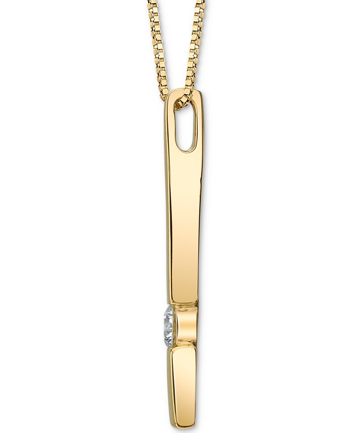 Macy's Diamond Bar 18" Pendant Necklace (1/10 ct. t.w.) in 14k Gold