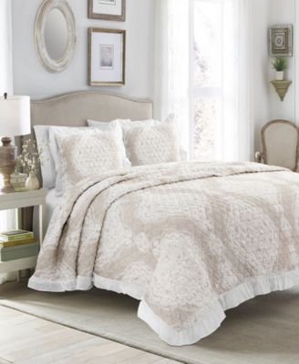 Lucianna Ruffle Edge Cotton 3-Pc. Bedspread Set, King