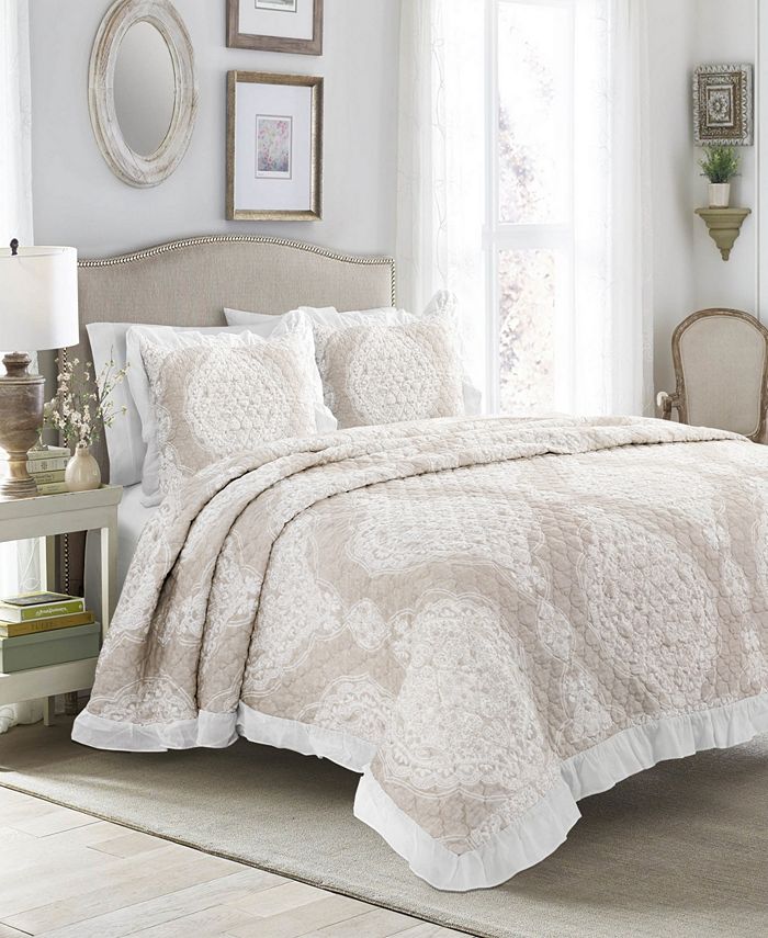 Lush Décor Lucianna Ruffle Edge Cotton 3Pc King Bedspread Set & Reviews