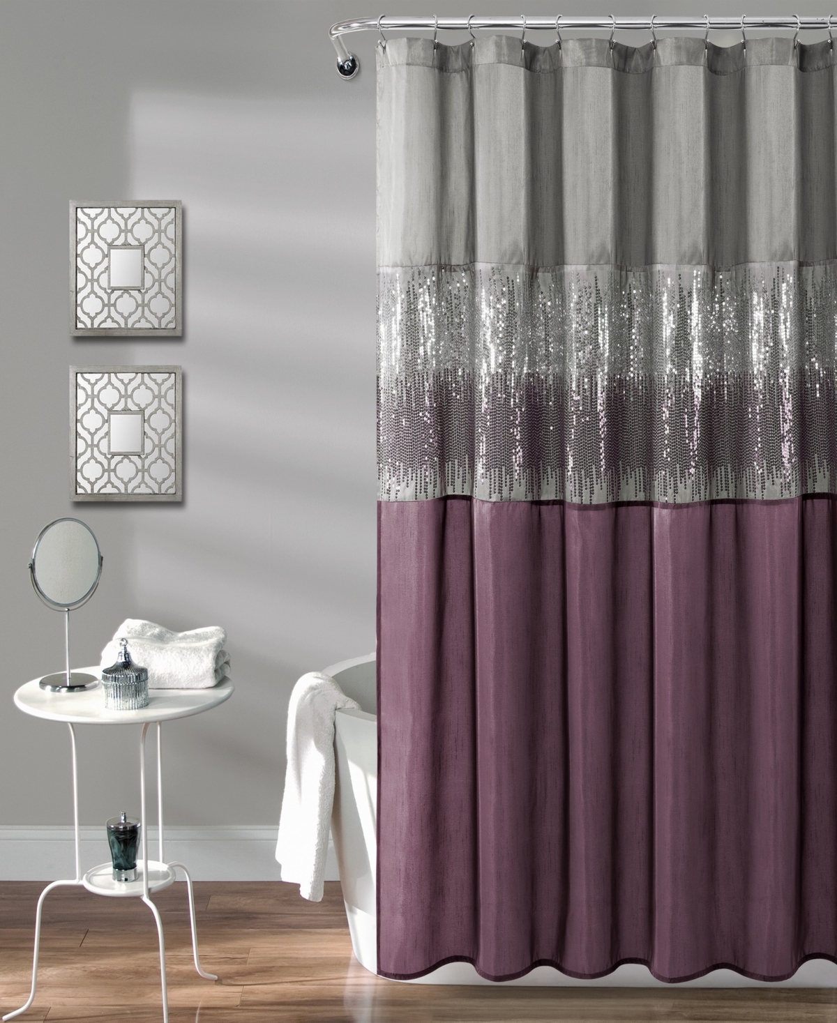 Shop Lush Decor Night Sky 72"x 72" Shower Curtain In Gray,purple