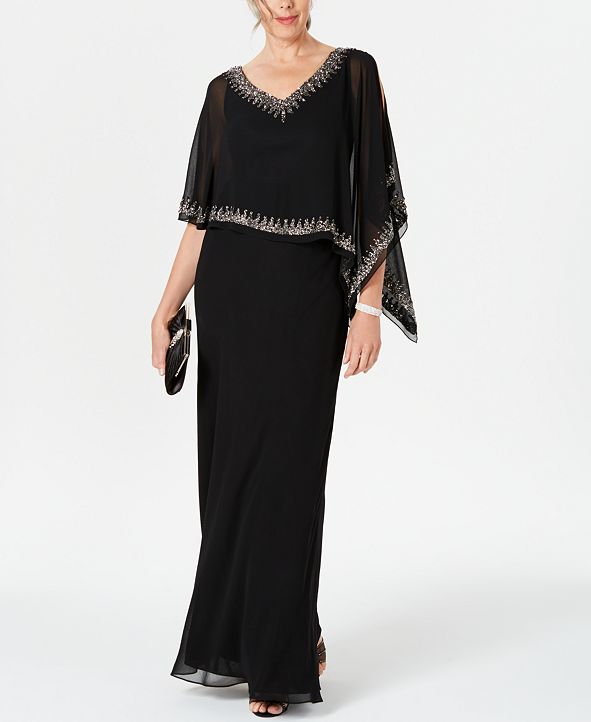 j kara embellished overlay gown