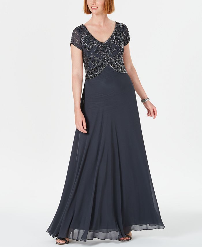 J Kara Embellished Empire-Waist Gown - Macy's