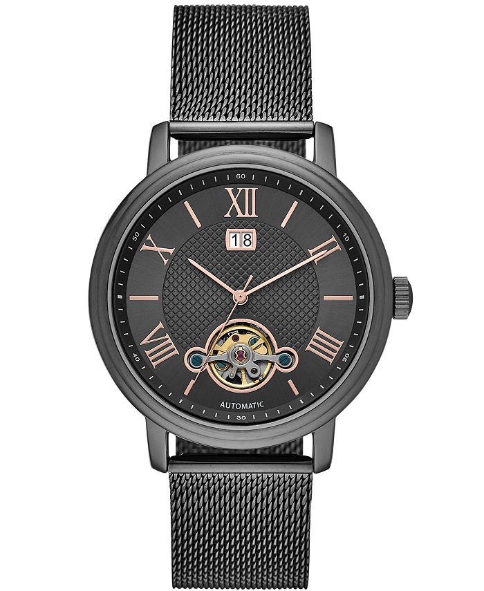Folio Mens Gunmetal Mesh Automatic Watch 42mm Macy's