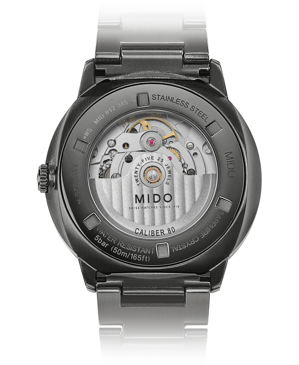 Shop Mido Men's Swiss Automatic Commander Big Date Black Pvd Stainless Steel Bracelet Watch 42mm