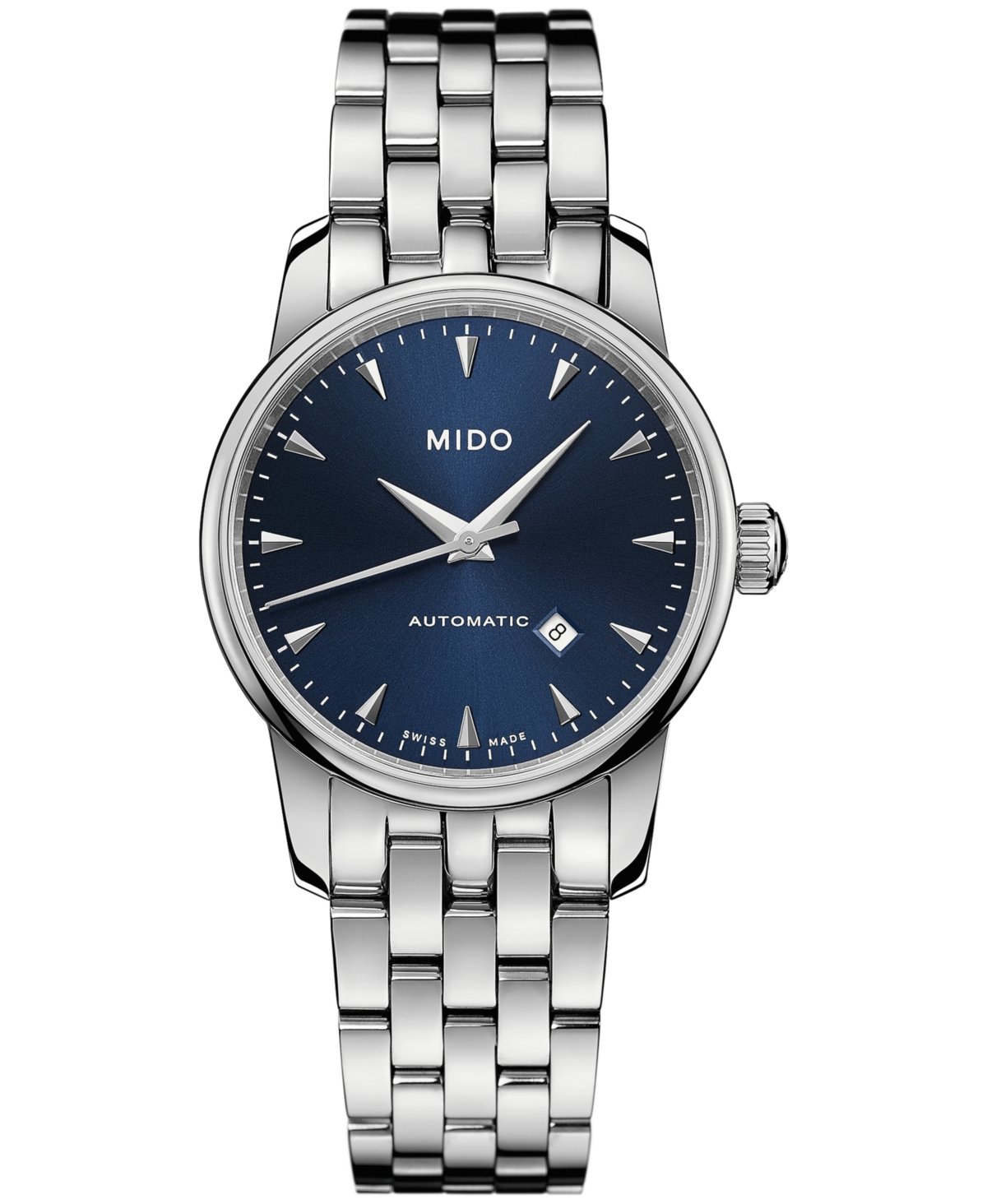 Mido Women's Swiss Automatic Baroncelli Stainless Steel Bracelet Watch 29mm In Silver