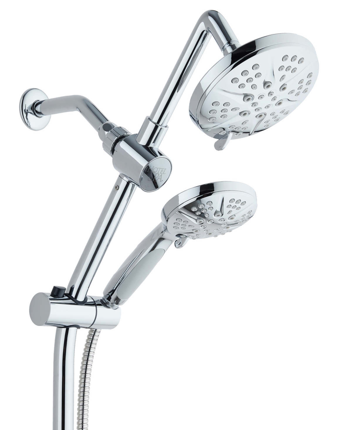 Adjustable Drill-Free Slide Bar with 48-setting Shower Head Combo and Height Extension Arm - Premium Chrome