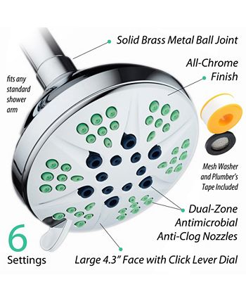 HotelSpa - Antimicrobial/Anti-Clog Notilus Antimicrobial High-Pressure Giant 4.3" Luxury Shower Head