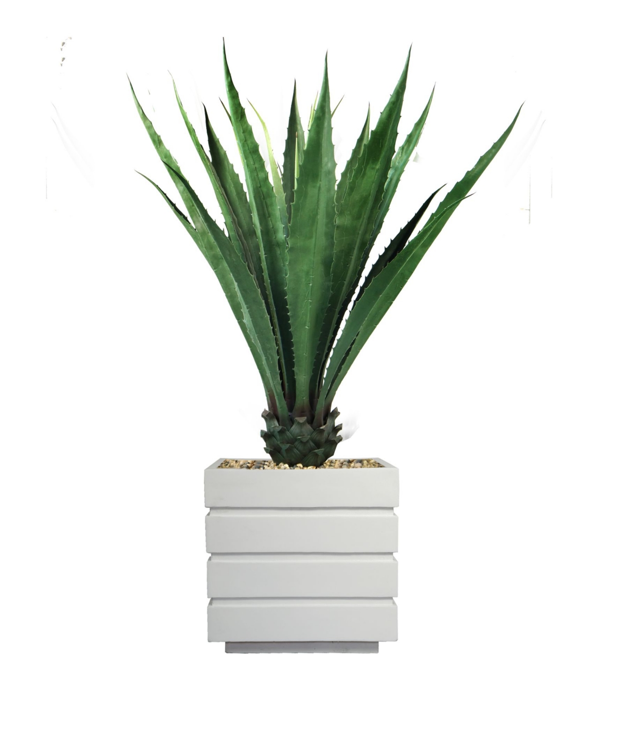 Artificial Faux Real Touch 54" Tall Agave Plant And Fiberstone Planter - White