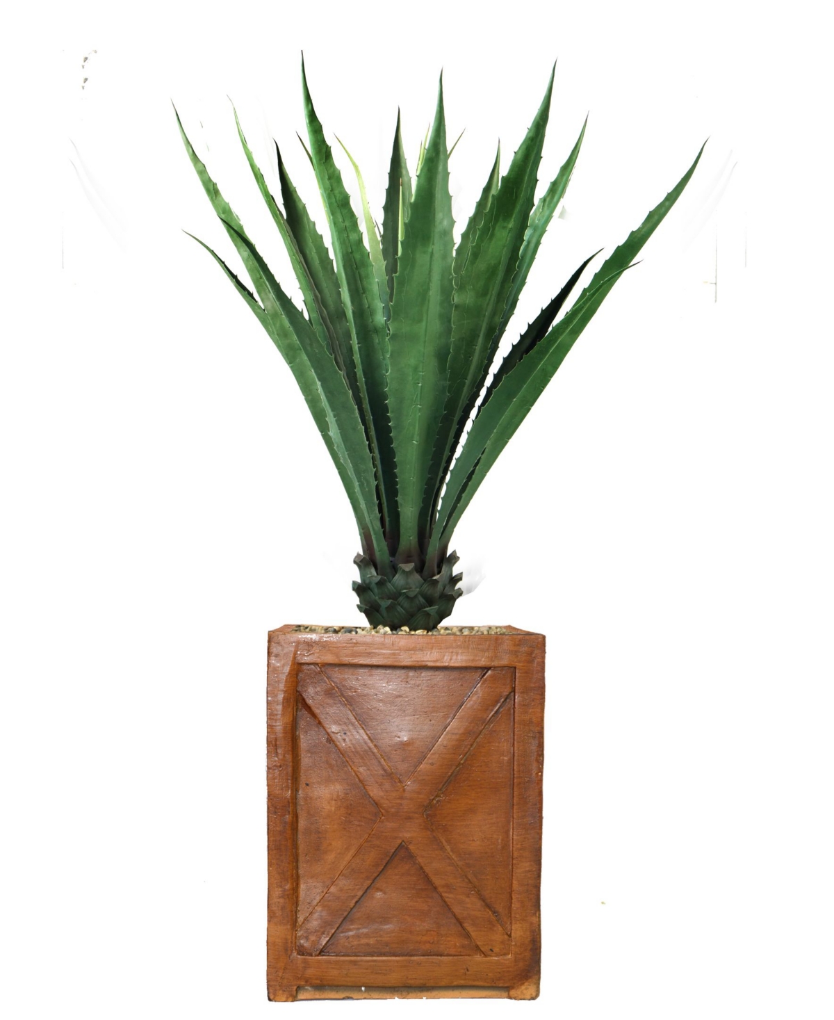 Artificial Faux Real Touch 57" Tall Agave Plant And Fiberstone Planter - Brown