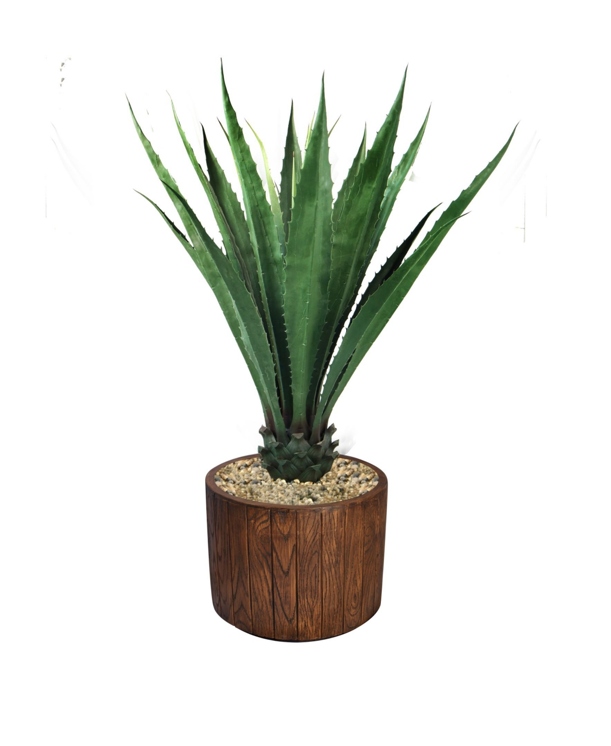 Artificial Faux Real Touch 53" Tall Agave Plant And Fiberstone Planter - Brown