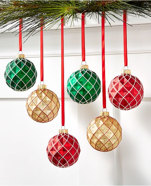 Holiday Lane Christmas Cheer Set Of 6 Shatterproof Red Gold