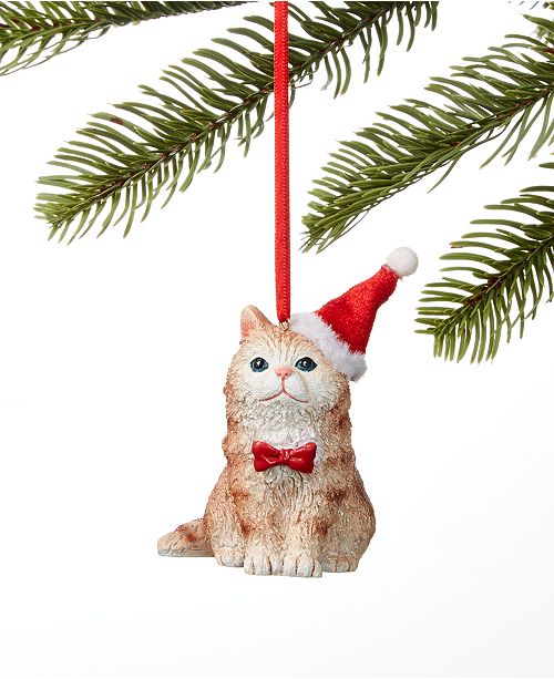 Holiday Lane Pets Cat In Santa Hat Ornament Created For Macy S