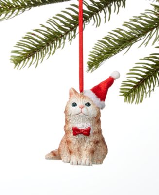 Holiday Lane Pets Cat in Santa Hat Ornament, Created for Macy's - Macy's