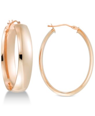 Italian Gold Polished Oval Hoop Earrings in 14k Gold - Rose Gold 2025$