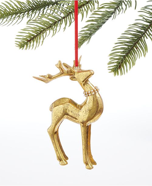 Holiday Lane Midnight Blue Gold Reindeer Ornament Created For