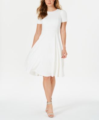 calvin klein fit and flare dress white