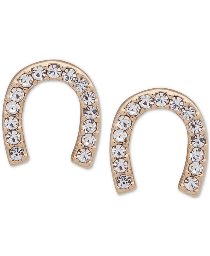 DKNY GoldTone Crystal Pavé Horseshoe Stud Earrings Macy's