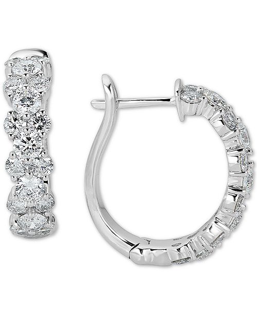 Macy's Diamond Hoop Earrings (2 ct. t.w) in 14k White Gold & Reviews
