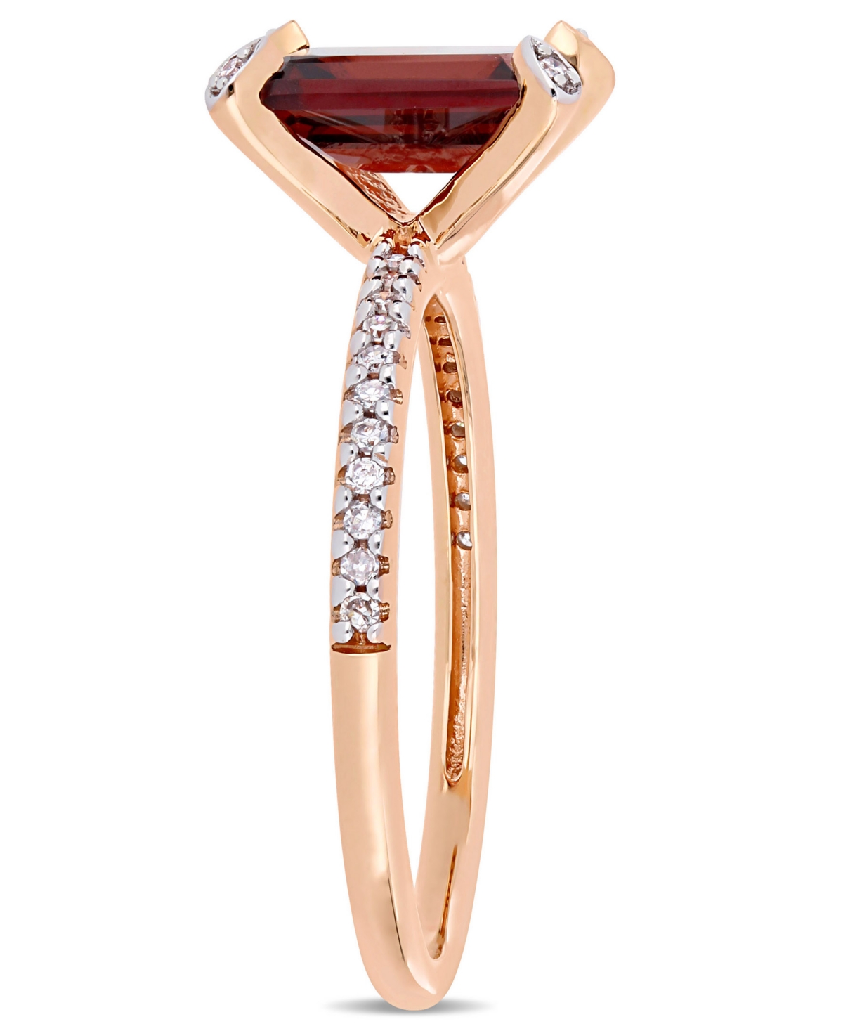 Macy's Garnet (2-1/8 Ct.t.w.) And Diamond (1/10 Ct.t.w.) Ring In 10k Rose Gold In Garnet