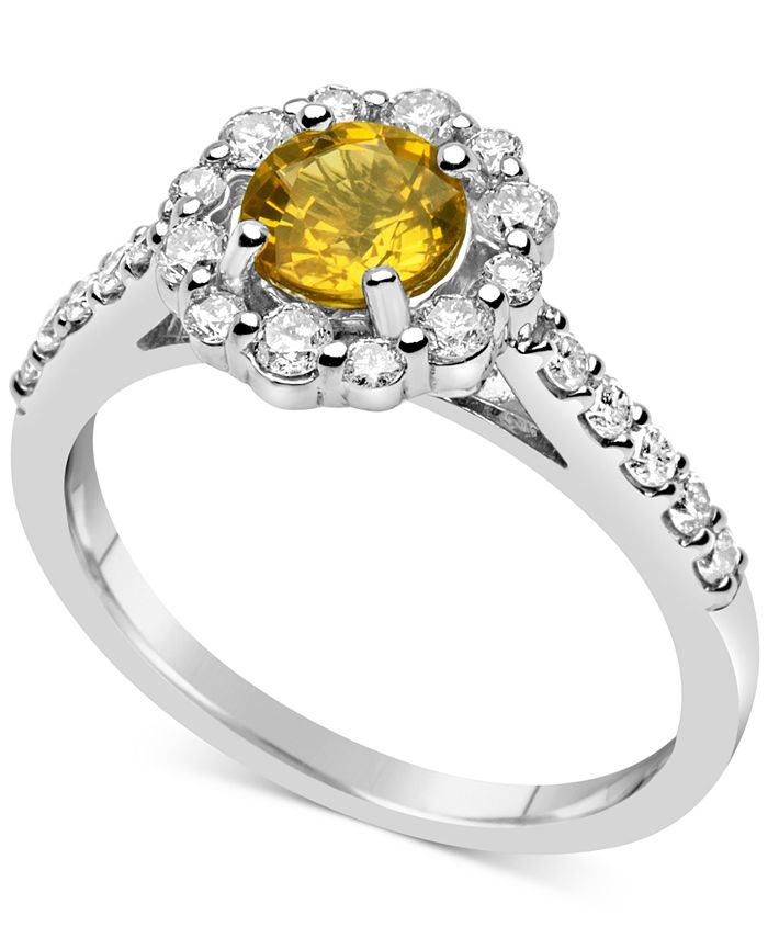 Macy's Yellow Sapphire (1 ct. t.w.) & Diamond (1/2 ct. t.w.) Ring in ...