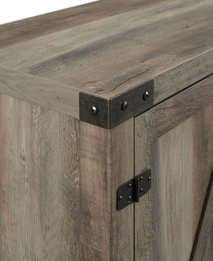Walker Edison 58" Rustic Farmhouse Barn Door Fireplace TV Stand Storage