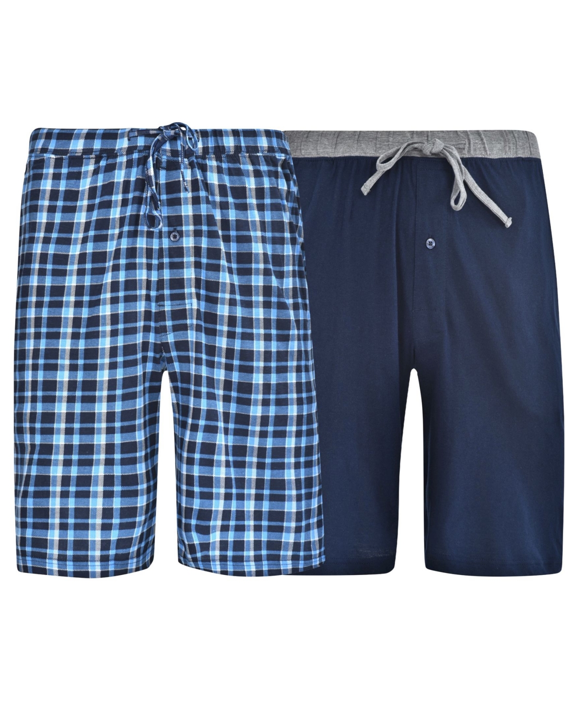 Shop Hanes Men's Big And Tall Knit Jam, 2 Pack In Blue Plaid,bright Navy