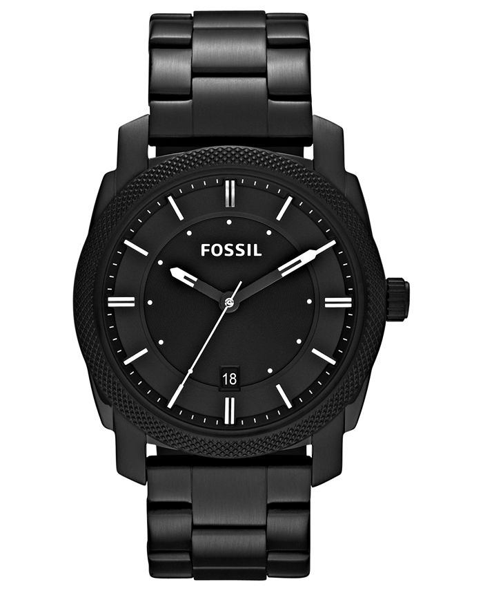 Fossil men's 42mm machine black ip stainless steel dress clearance watch