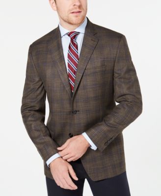 Lauren Ralph Lauren - Men's Classic-Fit UltraFlex Stretch Light Brown Plaid Sport Coat