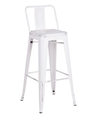 Industrial Metal Barstools with Bucket Back and 4 Legs, Set of 2