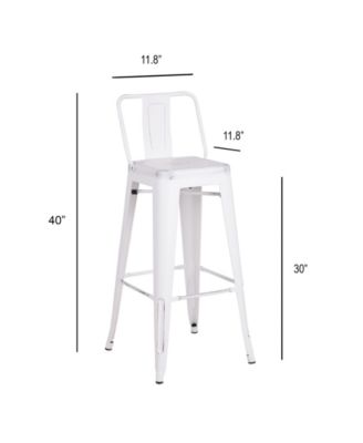 Industrial Metal Barstools with Bucket Back and 4 Legs, Set of 2