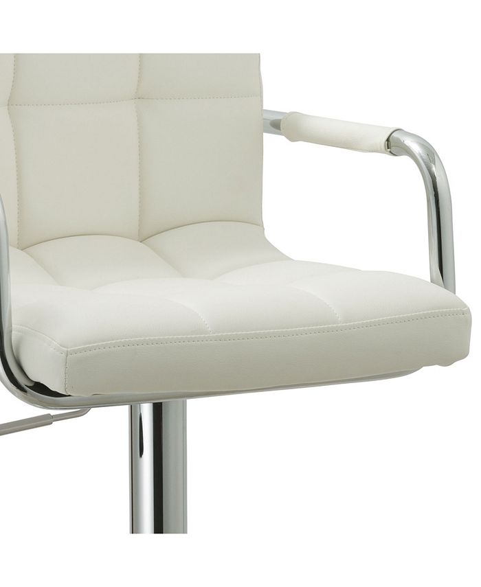 Ac Pacific Contemporary Adjustable Swivel Arm Bar Stool with Cushion